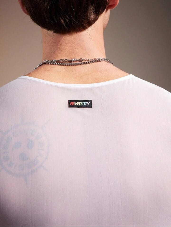 Men's mesh sheer ,ruched design,slim fit men's tank top